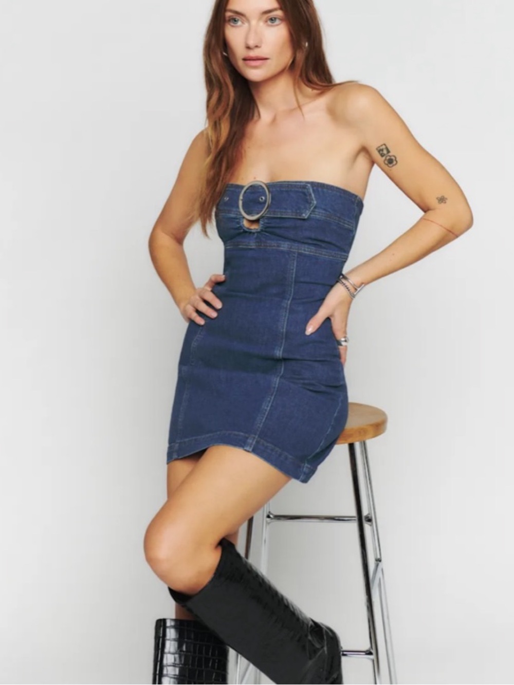 Reformation Dori Denim Mini Dress Salinas - Size 2